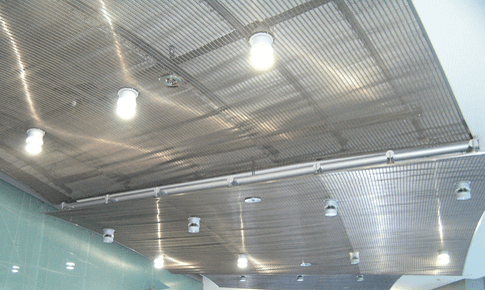 Fire-sprinklers-on-the-suspende-decorative-stainless-still-ceiling