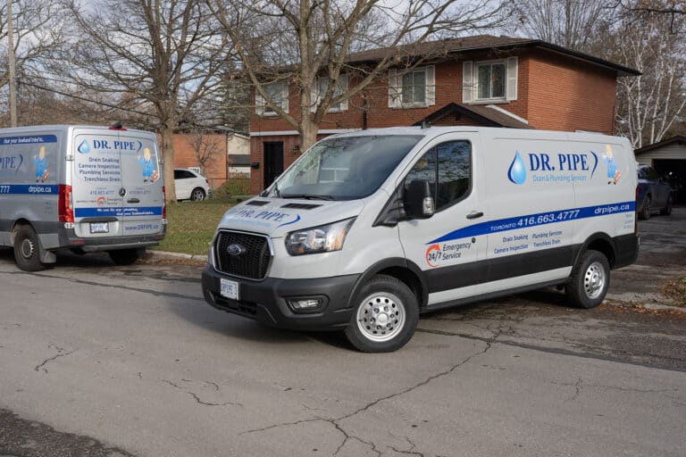 Dr. Pipe service vans for clogged drain service in Toronto