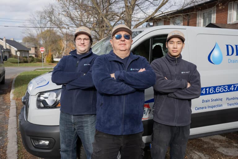 Dr. Pipe technicians arriving for trenchless drain repair service in Toronto